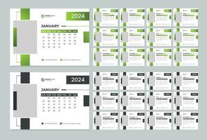 Modern professional 2 color 2024 desk calendar design, 2024 abstract desk calendar design template vector