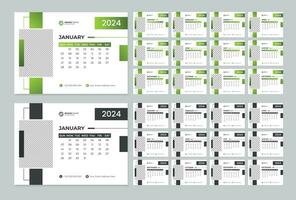 Modern professional 2 color 2024 desk calendar design, 2024 abstract desk calendar design template vector