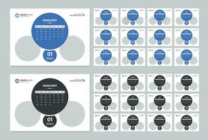 sencillo negro y azul color moderno 2024 escritorio calendario diseño modelo vector