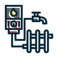 Heating System Vector Thick Line Filled Dark Colors