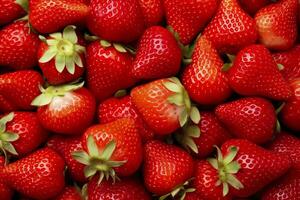 Texture of fresh strawberries as background. Generative AI photo