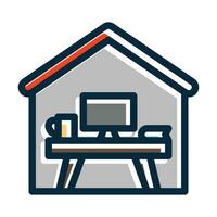 Home Office Vector Thick Line Filled Dark Colors