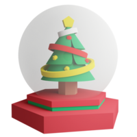 Christmas tree glitter globe clipart flat design icon isolated on transparent background, 3D render Christmas and New year concept png
