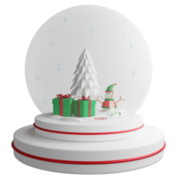 Merry Christmas glitter globe clipart flat design icon isolated on transparent background, 3D render Christmas and New year concept png