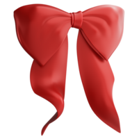 Red ribbon or red bow clipart flat design icon isolated on transparent background, 3D render Christmas and New year concept png