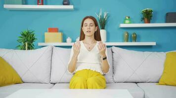 Muslim young woman praying. video