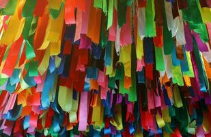 Colorful ribbons are fluttering in the wind. Abstract multicolored background photo