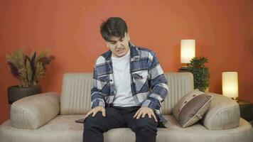 The man having a nervous breakdown is angry and does not feel well. video