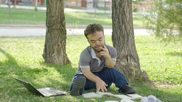 University dwarf student who loves to read. video