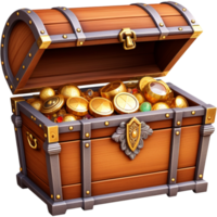 Old wooden chest with treasures realistic. AI Generative png