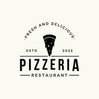 Retro vintage pizza or pizzeria logo template design with crossed shovels.Logo for business, restaurant, label and badge. vector