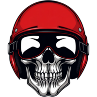 motorista cráneo con rojo casco moto camisa diseño. ai generativo png