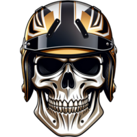 Biker skull with helmet moto shirt design. AI Generative png