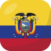 Ecuador flag square 3D cartoon style. png