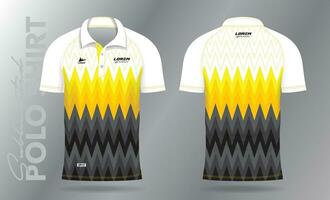 amarillo y negro sublimación polo camisa Bosquejo modelo diseño para deporte uniforme en frente ver y espalda ver vector