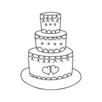 Wedding cake. Vector illustration in doodle sketch style.