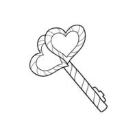 Vector doodle key illustration in the form of hearts.