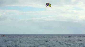 Boats and other vehicles doing watersports on the blue atlantic ocean. video