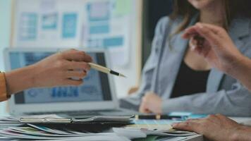 Website designer Creative planning application development draft sketch drawing template layout framework wireframe design studio . User experience concept . video