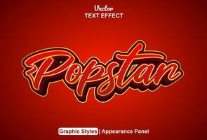 Popstar text effect with red graphic style and editable. vector