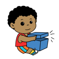 Cartoon Boy Kid Box Present png