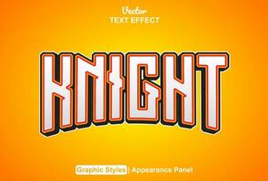 knight text effect with orange graphic style and editable. vector