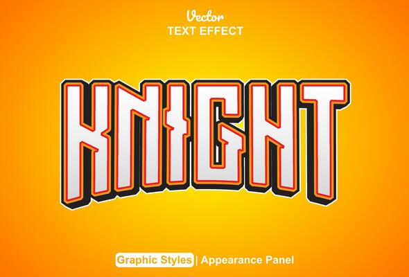 knight text effect with orange graphic style and editable.