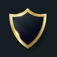 Black shield with golden frame, Vector luxury design element