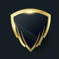 Black shield with golden frame, Vector luxury design element