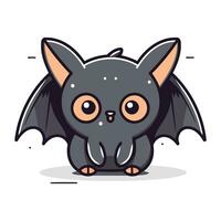 Cute Cartoon Bat Character Vector Illustration. Mascot Design