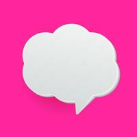 3D White blank speech bubble icons, isolated on pink background. Vector illustration.