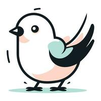 Vector illustration of a cute little bird isolated on white background. Cartoon style.
