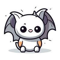 Cute Bat Cartoon Character Vector Illustration. Mascot Design