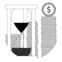 Time is money line icon. Hourglass clock and finance, business time organization. Vector illustration