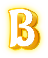 guld neon brev b logotyp png