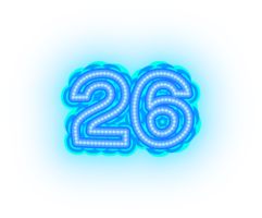 Blue Neon Number 26 png