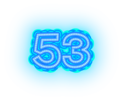 Blue Neon Number 53 png