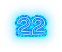 Blue Neon Number 22 png