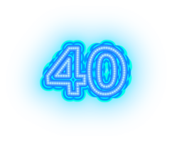 Blue Neon Number 40 png