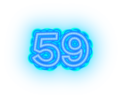 blå neon siffra 59 png