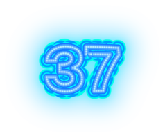 blu neon numero 37 png