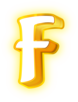 guld neon brev f logotyp png