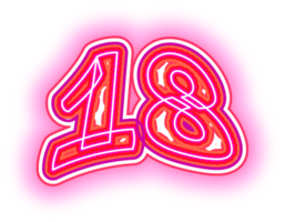 Pink Neon Number 18 png