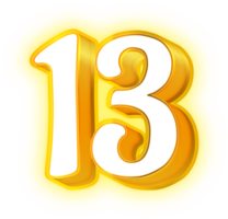 Gold Neon Number 13 png