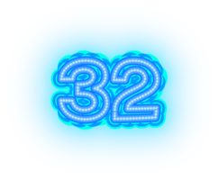 azul neón número 32 png