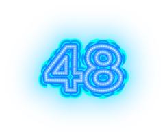 Blue Neon Numbers and Symbols png