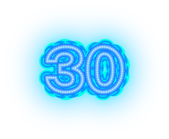 Blue Neon Number 30 png