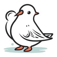 Pigeon on white background. Vector illustration in cartoon style.