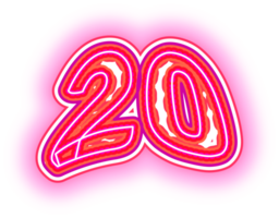 Pink Neon Number 20 png