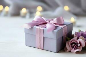 Colorful gift boxes present with ribbon and bow. For birthday, christmas gift or valentine occasions concept by AI Generated photo